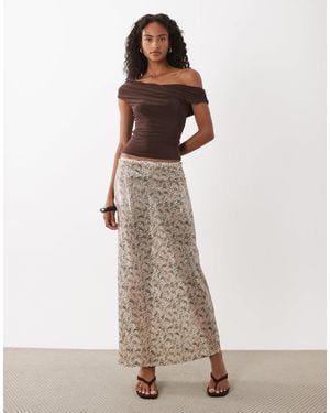 Motel Vanessa Maxi Sequin Skirt - White
