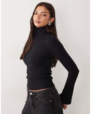 ASOS Sculpting Compact Cotton High Neck Long Sleeve Top - Black