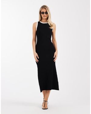 New Look Tipped Knitted Maxi Dress - Black