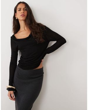 ASOS Feinstrick-top mit wasserfallausschnitt - Schwarz