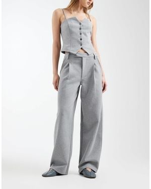 ASOS Brushed Barrel Leg Tailored Pants - Gray