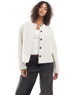 Pieces Short Teddy Jacket - White