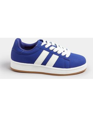 Yours Clothing Padded Lace Up Trainers - Blue