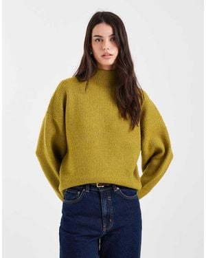 ASOS Volume Sleeve Funnel Neck Jumper - Blue