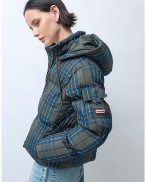 HUNTER Originals Tartan Pufferjack - Blauw