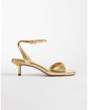 ASOS Wide Fit Heartfelt Barely There Kitten Heel Sandals - Metallic