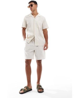 New Look Linen Tie Waist Cargo Shorts - White