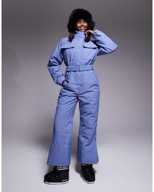 ASOS 4505 Ski & Snow Asos 4505 Ski Retro Belted Ski Suit With Funnel Neck - Blue