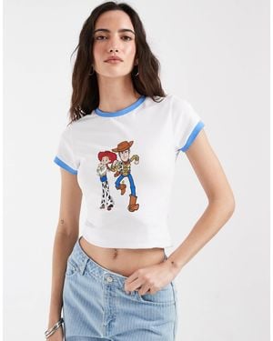 ASOS Disney Toy Story Ringer Baby Tee With Jessie And Woody Print - White