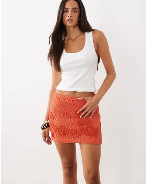 ASOS Crochet Mini Skirt With Floral Motifs - Red