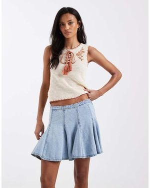 Levi's Godet Pleated Denim Mini Skirt - Blue