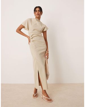 ASOS – midikleid aus bengaline - Natur