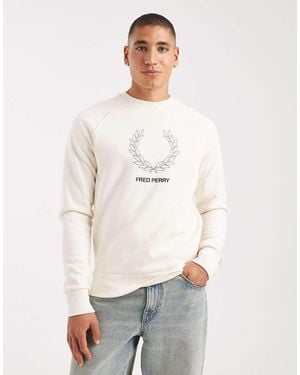 Fred Perry Sudadera Con Corona De Laurel Delineada De -Blanco