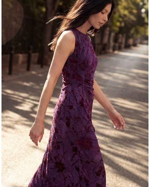 Desigual Midi Flocked Dress - Purple