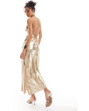 Miss Selfridge – träger-maxikleid - Mettallic