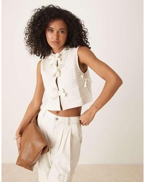 Ghospell Bow Top Co-ord - Natural