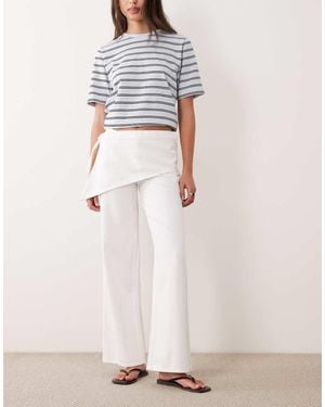 Mango Teen Wide Leg Jeans With Scarf Detail - White