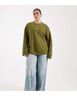 ASOS Asos Desin Curve Supersoft Oversized Henley Jumper - Green