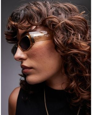 TOPSHOP Premium Seychelles Rectangular Acetate Sunglasses - Brown