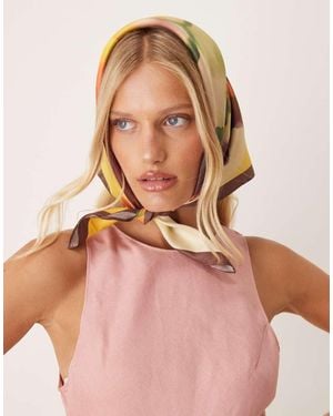 Mango Psychedilic Floral Print Satin Scarf - Pink