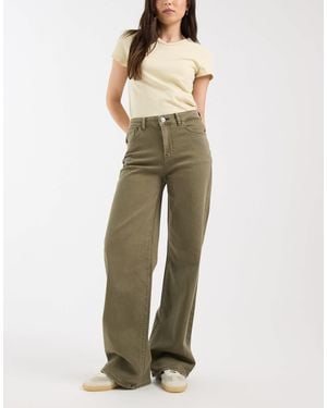 Pieces Mid Waist Wide Leg Jeans - Natural