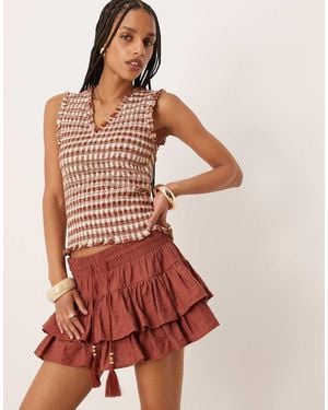 ASOS Pull On Knicker Shorts With Ruffle Detail - Red