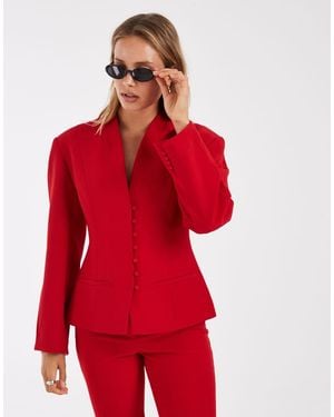 ASOS Blazer Sartoriale Senza Colletto Con Bottoni - Rosso