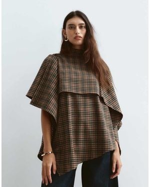 ARRANGE Top Met Afneembare Drapering - Bruin