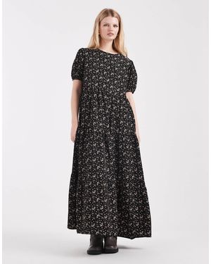 Daisy Street Tiered Smock Maxi Dress - Black
