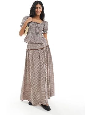 Daisy Street Low Rise Boho Maxi Skirt - Brown