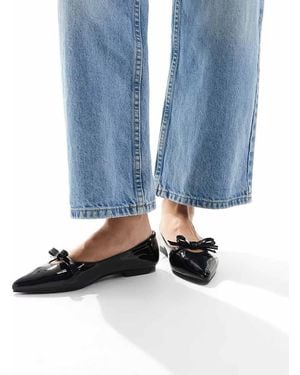 schuh Larisa Bow Pointed Toe Ballets - Blue