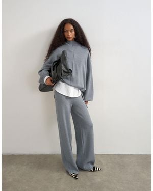 TOPSHOP Knitted Co-ord Tie Detail Trouser - Grey