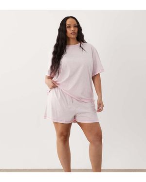 ASOS Asos Design Curve Essentials Oversized Tee And Shorts Pyjama Set - Pink