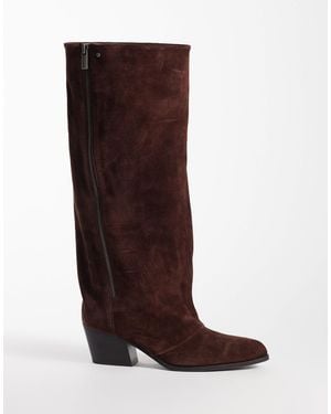 Bronx Lizz-y bottes western zippées en daim coffee bean - Marron