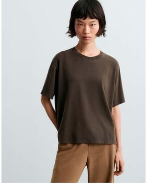 Oysho Boxy Short Sleeve Cotton Blend T-shirt - Brown
