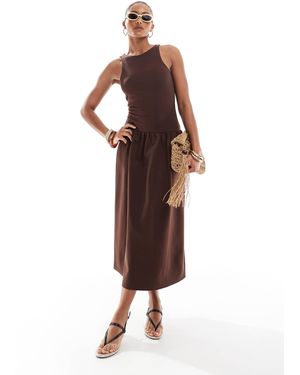 4th & Reckless Robe longueur mollet sans manches dos nageur à taille basse - chocolat - Marron