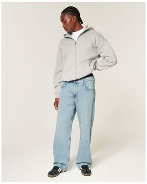 Hollister Low-Rise Embroidered Baggy Jeans - Blue