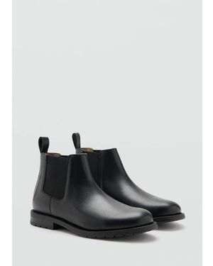 Mango Leren Chelsea Boots - Zwart