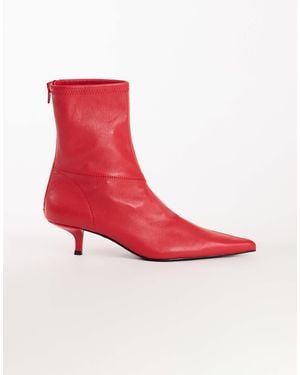 TOPSHOP Palmer bottines à petit talon en cuir véritable s - Rouge