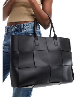 Glamorous Large Woven Tote Bag - Black