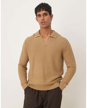 Mango – gestricktes polohemd - Natur