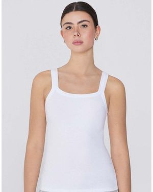 Tezenis Square Neck Ribbed Cotton Camisole - White