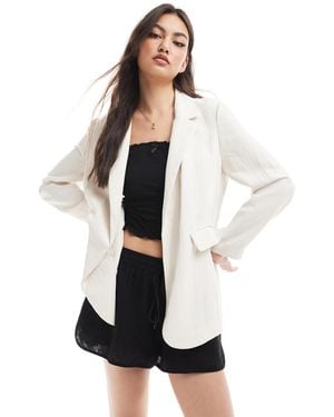Stradivarius Crinkle Blazer - White