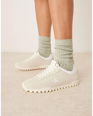Calvin Klein Suede Low Profile Runner Trainers - Natural