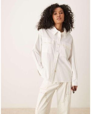 Ghospell Camicia Bianca Oversize Con Tasche - Neutro