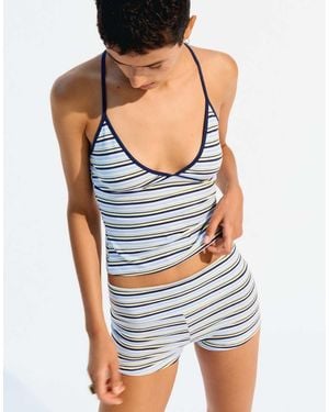 Bershka Shorts With Turn-up Waistband - Blue
