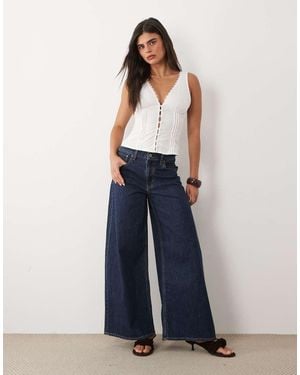 Abercrombie & Fitch Lightweight Denim High Rise Ultra Wide Trousers - Blue