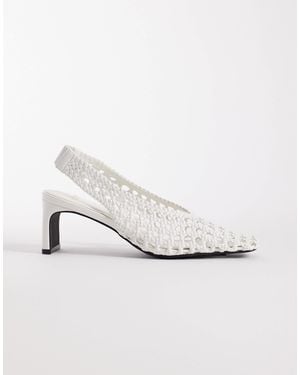 schuh Saturday Sling Back Heeled Woven Shoe - White