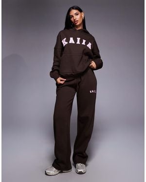 Kaiia Embroidered Logo Wide Leg jogger Co-ord - Blue
