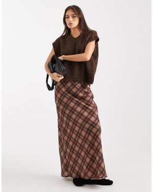ASOS Satin Midi Skirt - Brown